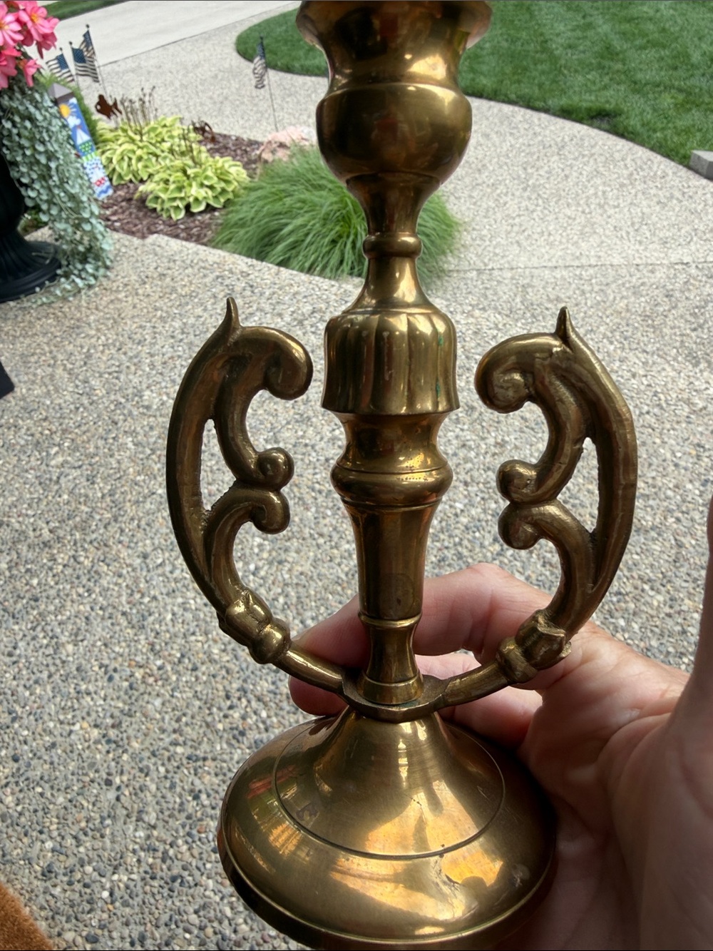 Vintage Brass Candle Holder Scrolls 6.5 inch
